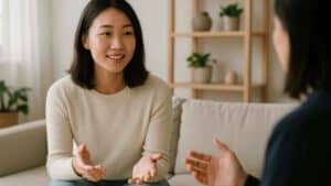 Two women in a counselling session as part of an Inpatient Mental Health Program in Orange County